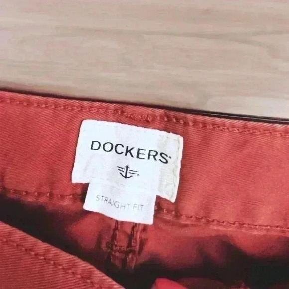 DOCKERS - Harvest Red Jean-cut Stretch Chino Flat-Front Pants, Fits Mens 34X30 - Picture 4 of 15